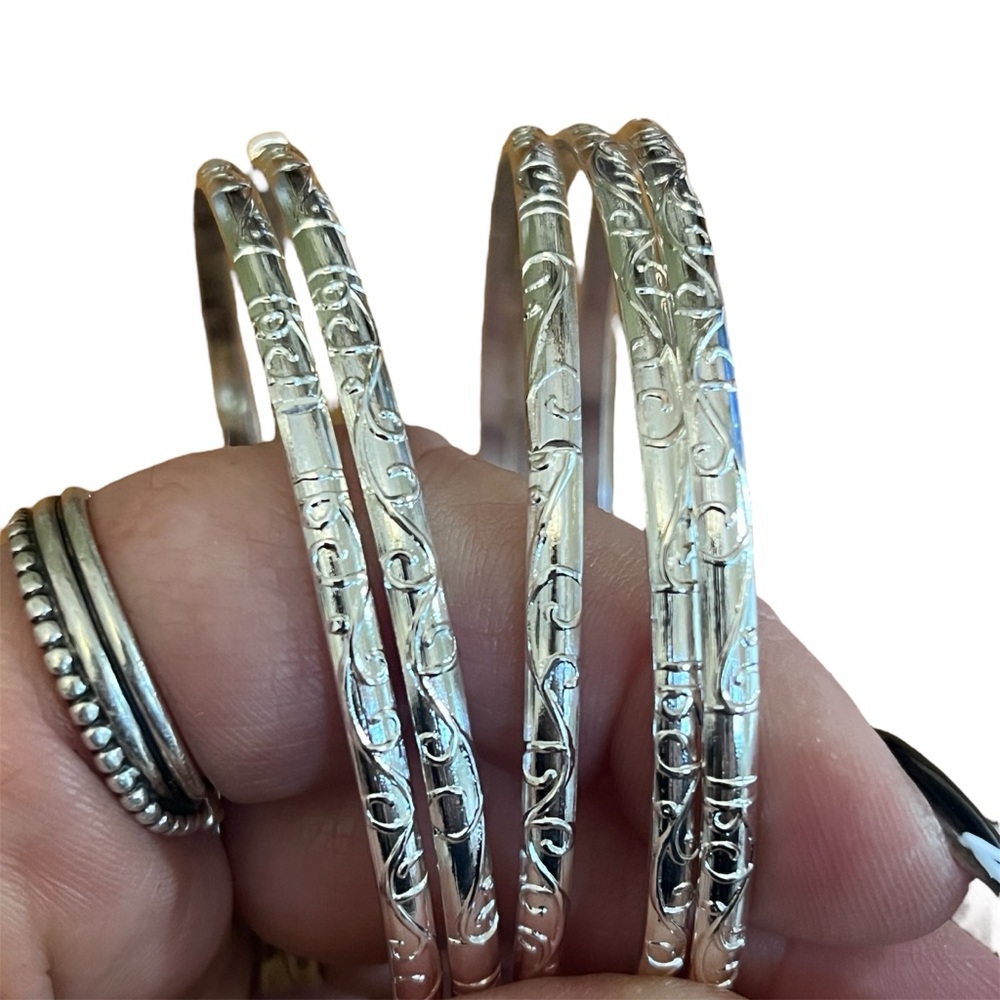 Elegant Silver Bangle Set